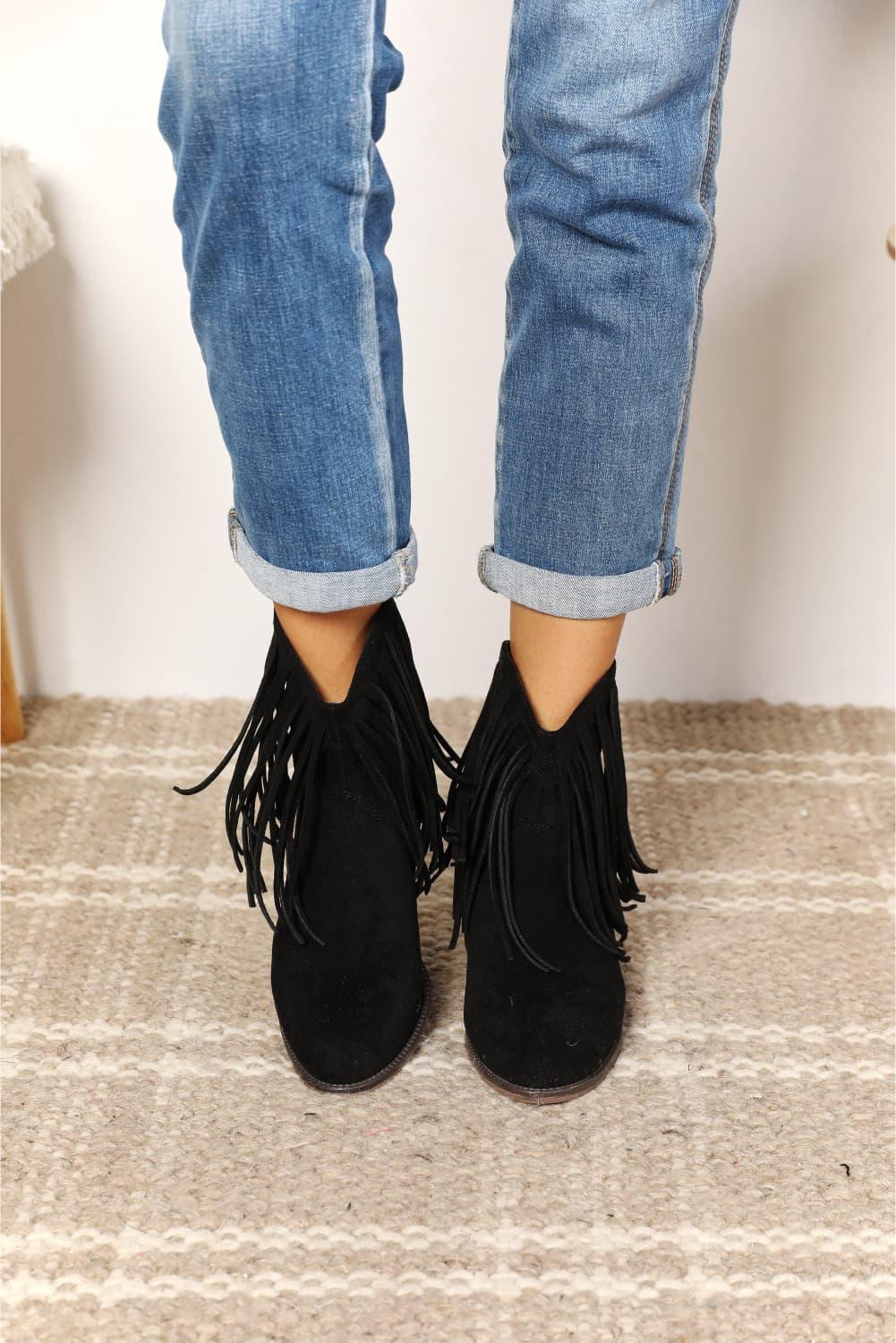 Legend Women's Fringe Cowboy Western Ankle Boots - Clothes For Her Online Store