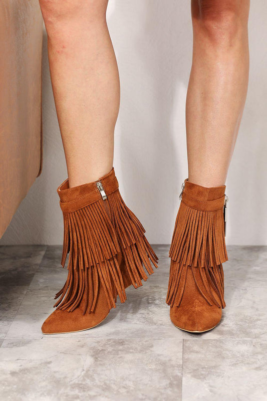 Legend Women's Tassel Wedge Heel Ankle Booties - Clothes For Her Online Store