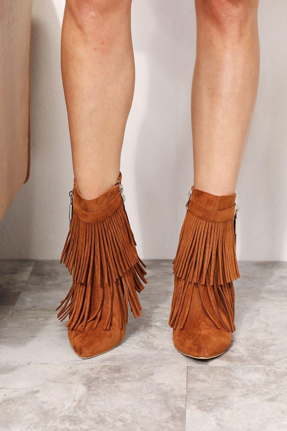 Legend Women's Tassel Wedge Heel Ankle Booties - Clothes For Her Online Store