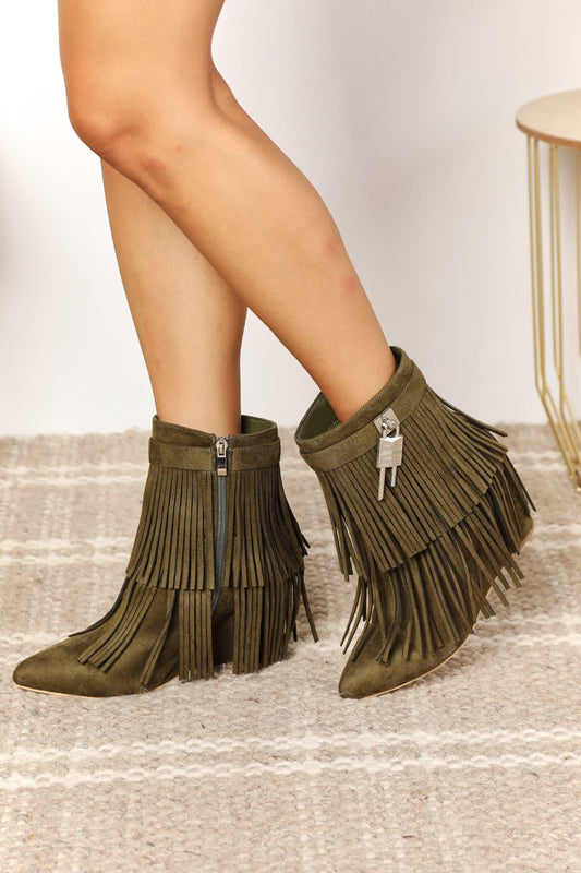 Legend Women's Tassel Wedge Heel Ankle Booties - Clothes For Her Online Store