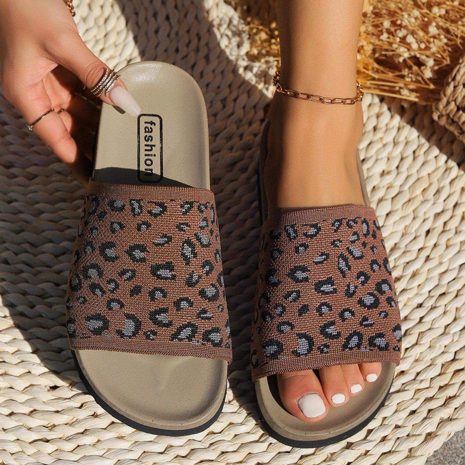 Leopard Open Toe Sandals - Clothes For Her Online Store