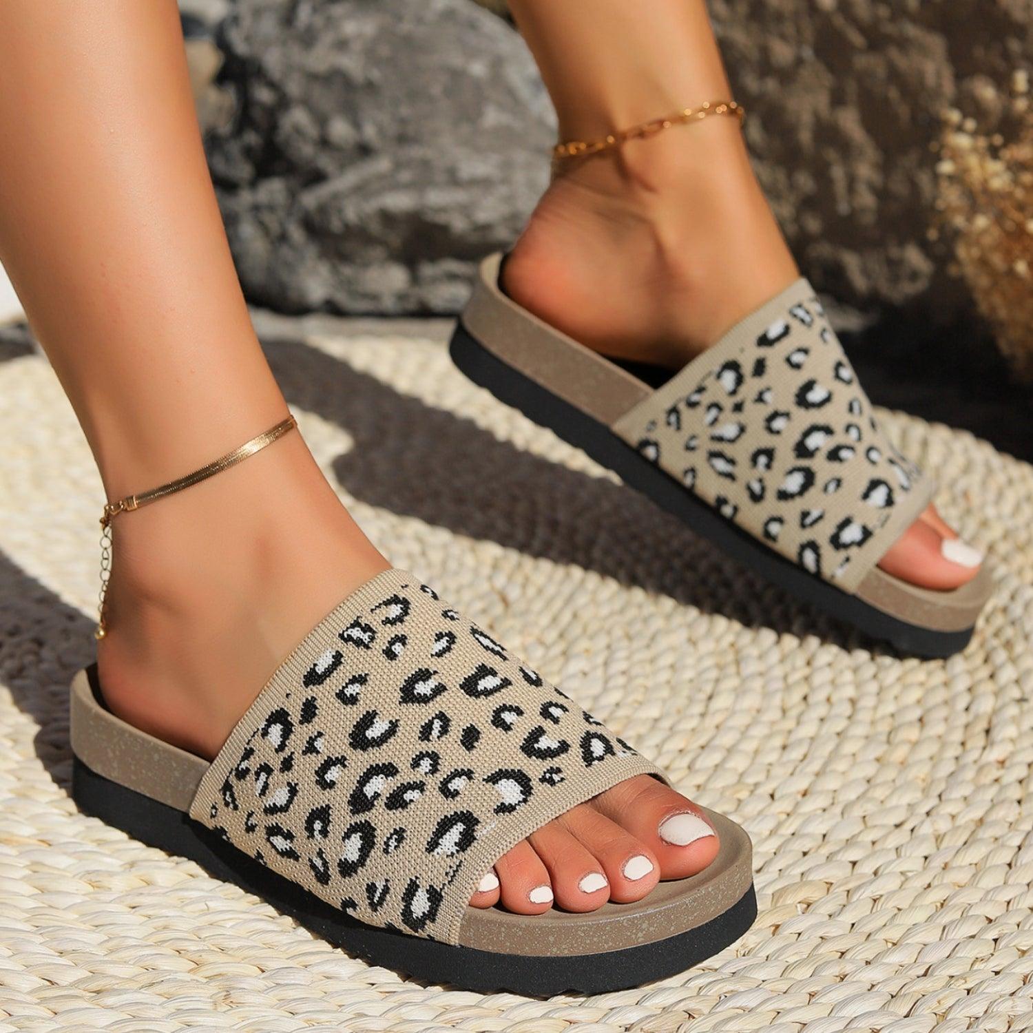 Leopard Open Toe Sandals - Clothes For Her Online Store