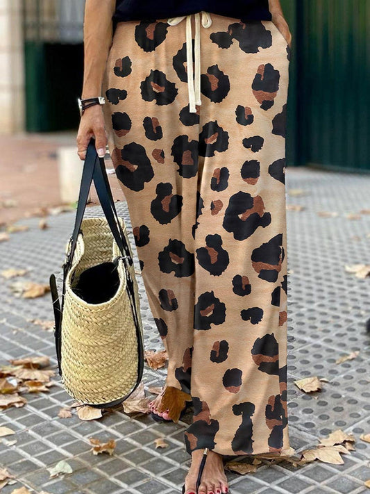 Leopard Wide Leg Pants - Clothes For Her Online Store