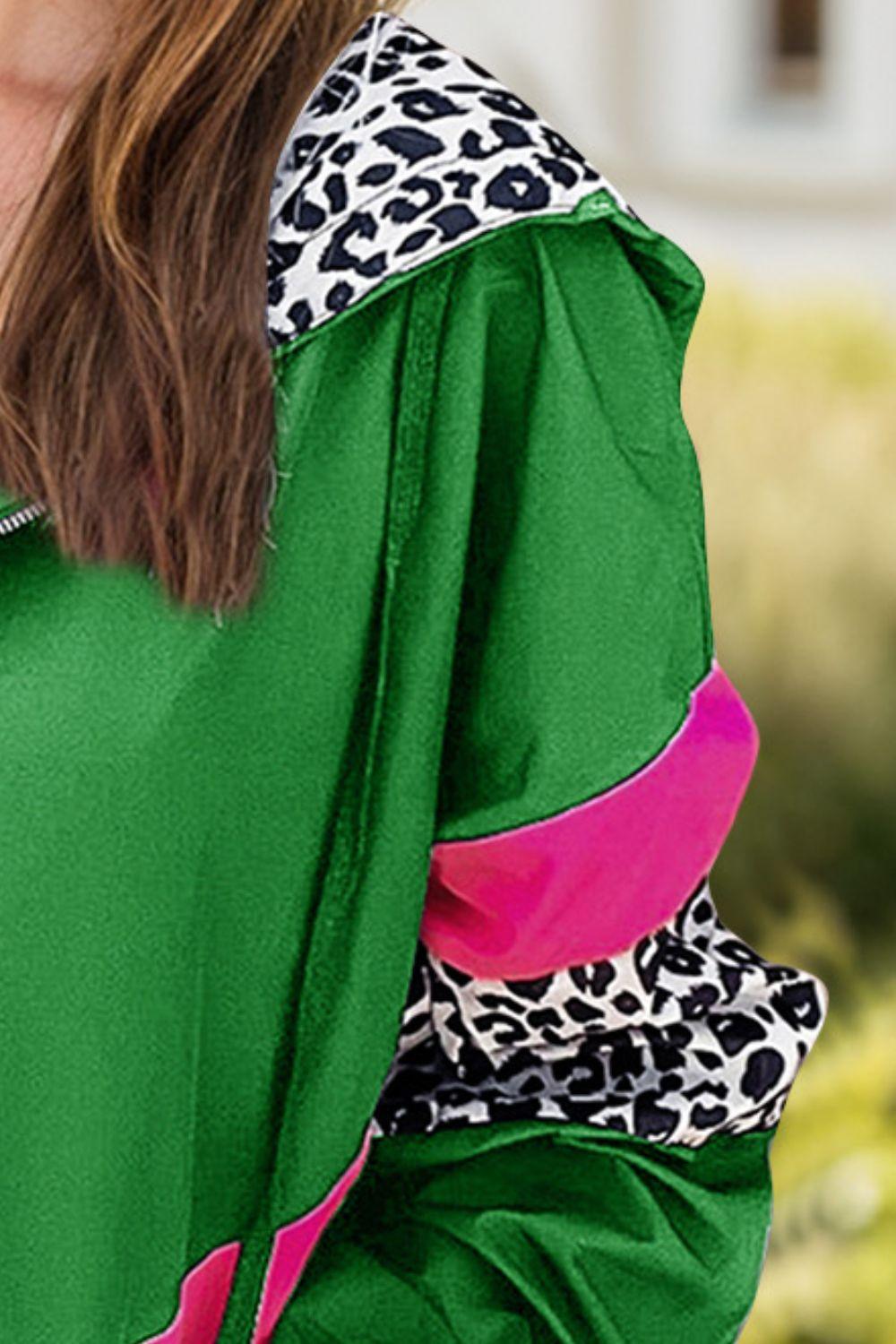 Leopard Zip Up Long Sleeve Hooded Jacket - Clothes For Her Online Store
