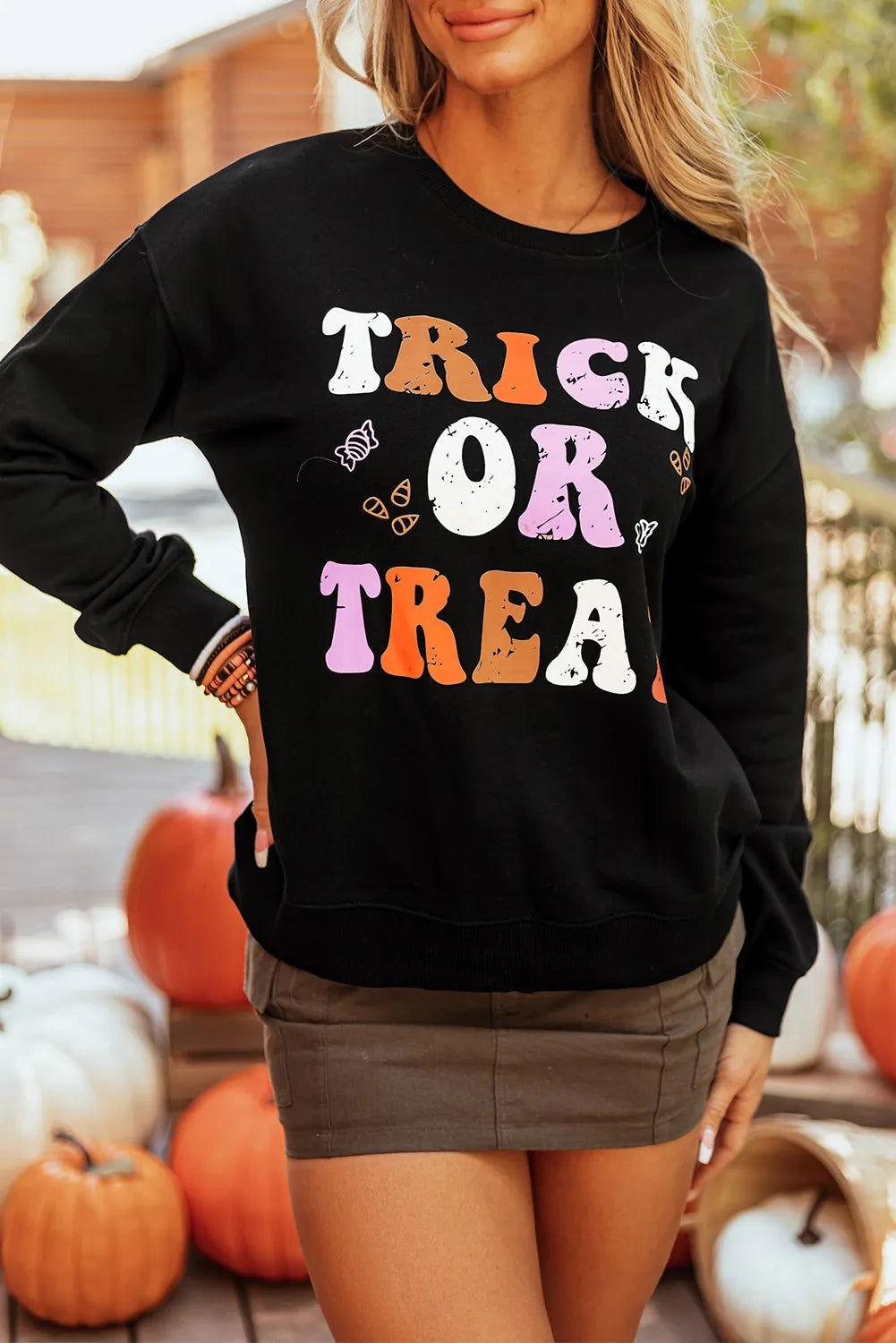 Letter Graphic Round Neck Long Sleeve Sweatshirt - Clothes For Her Online Store