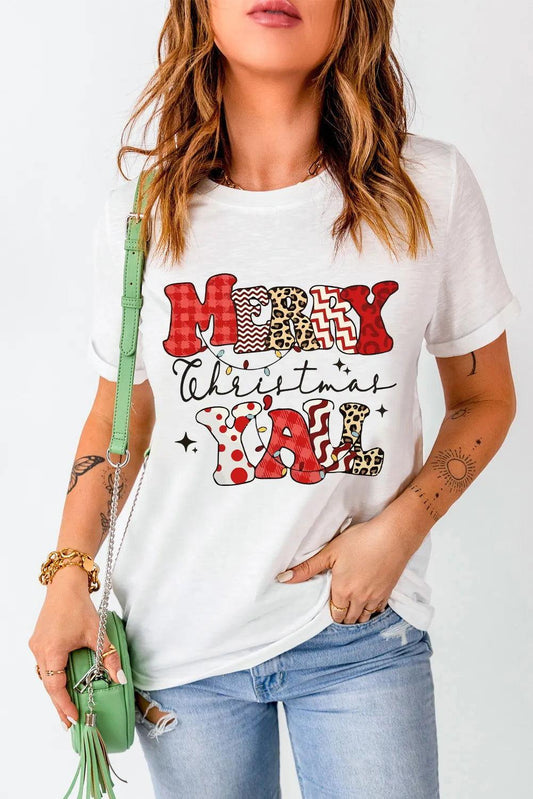 Letter Graphic Round Neck Short Sleeve T-Shirt - Clothes For Her Online Store