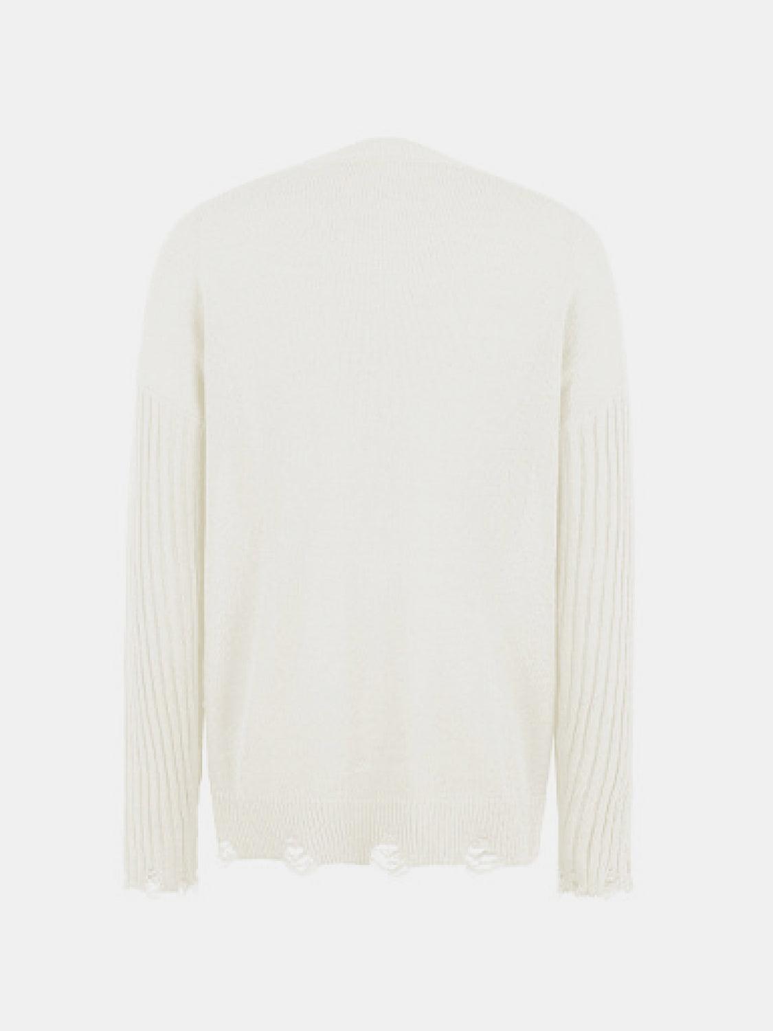 Lightning Graphic Distressed Sweater