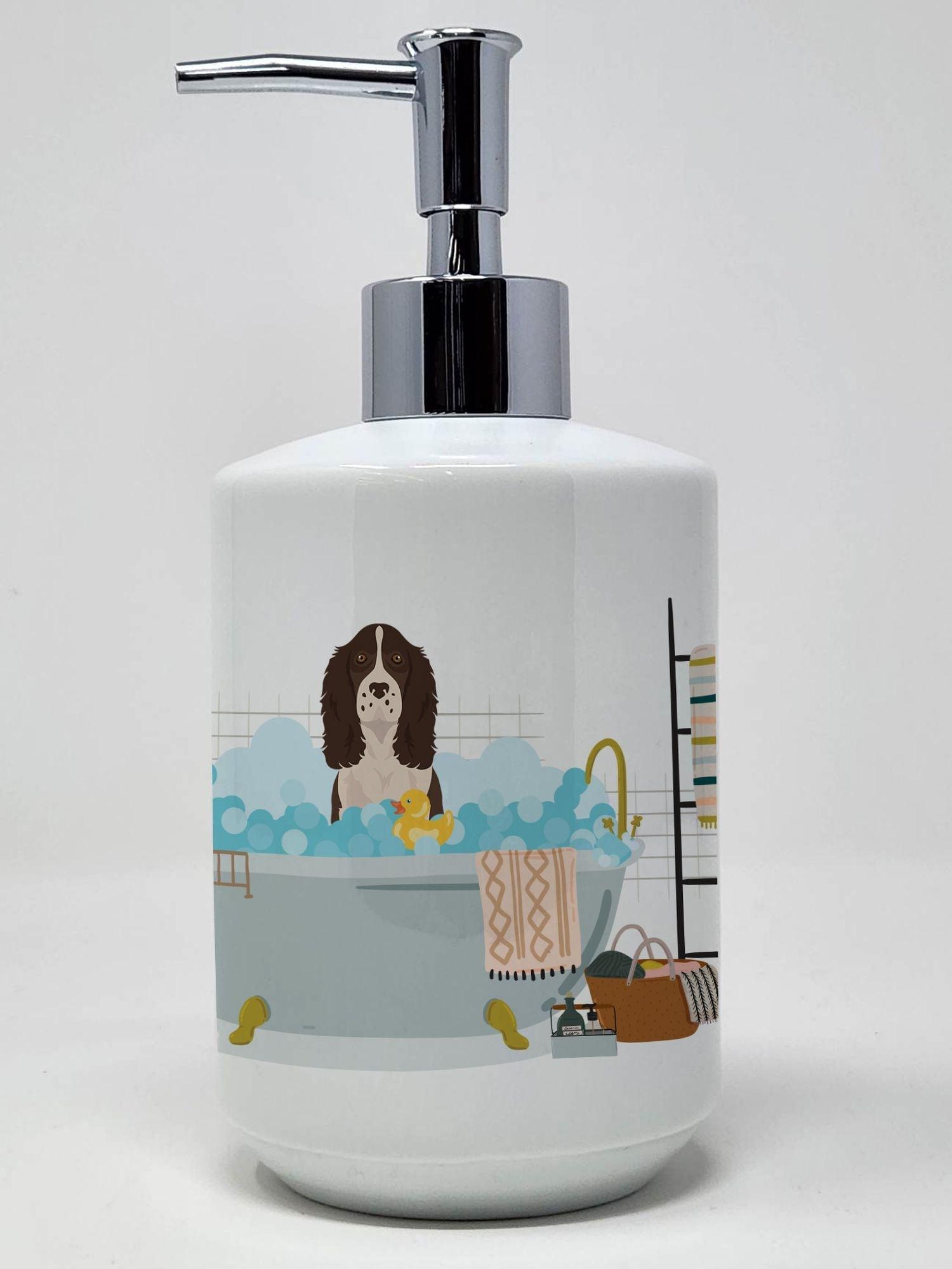 Liver English Springer Spaniel Ceramic Soap Dispenser Hand Soap Dispenser Pump Bottles for Bathroom Kitchen, Empty Refillable Liquid Soap Container - Clothes For Her Online Store