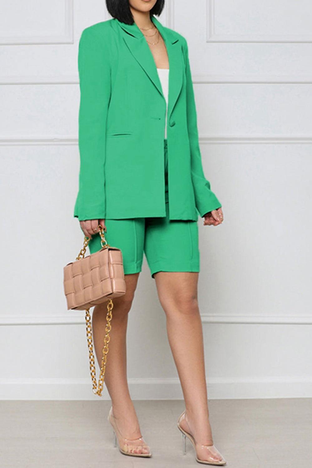 Long Sleeve Blazer and Shorts Set - Clothes For Her Online Store