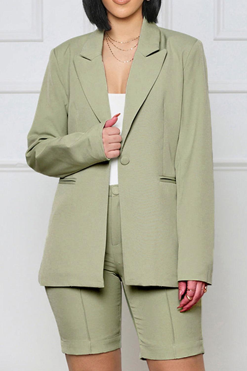 Long Sleeve Blazer and Shorts Set - Clothes For Her Online Store