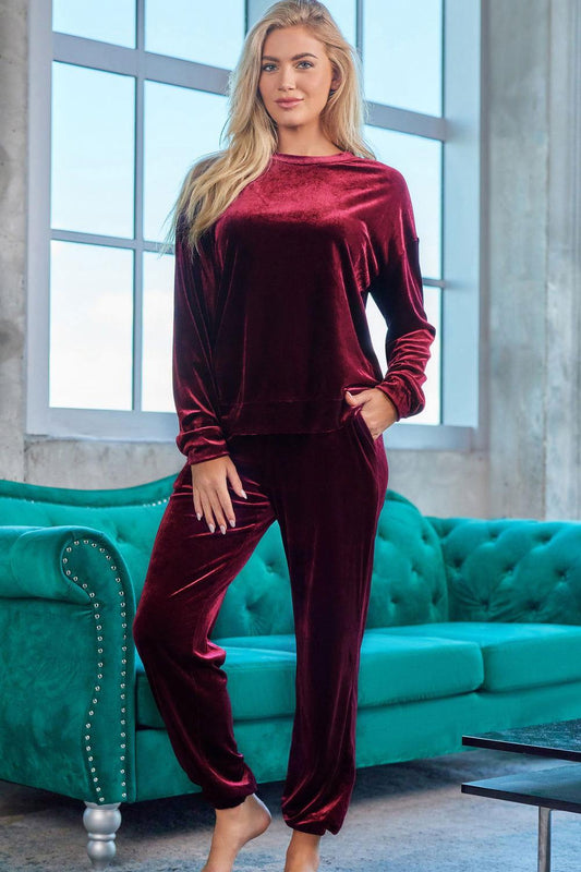 Long Sleeve Top and Pants Lounge Set - Clothes For Her Online Store