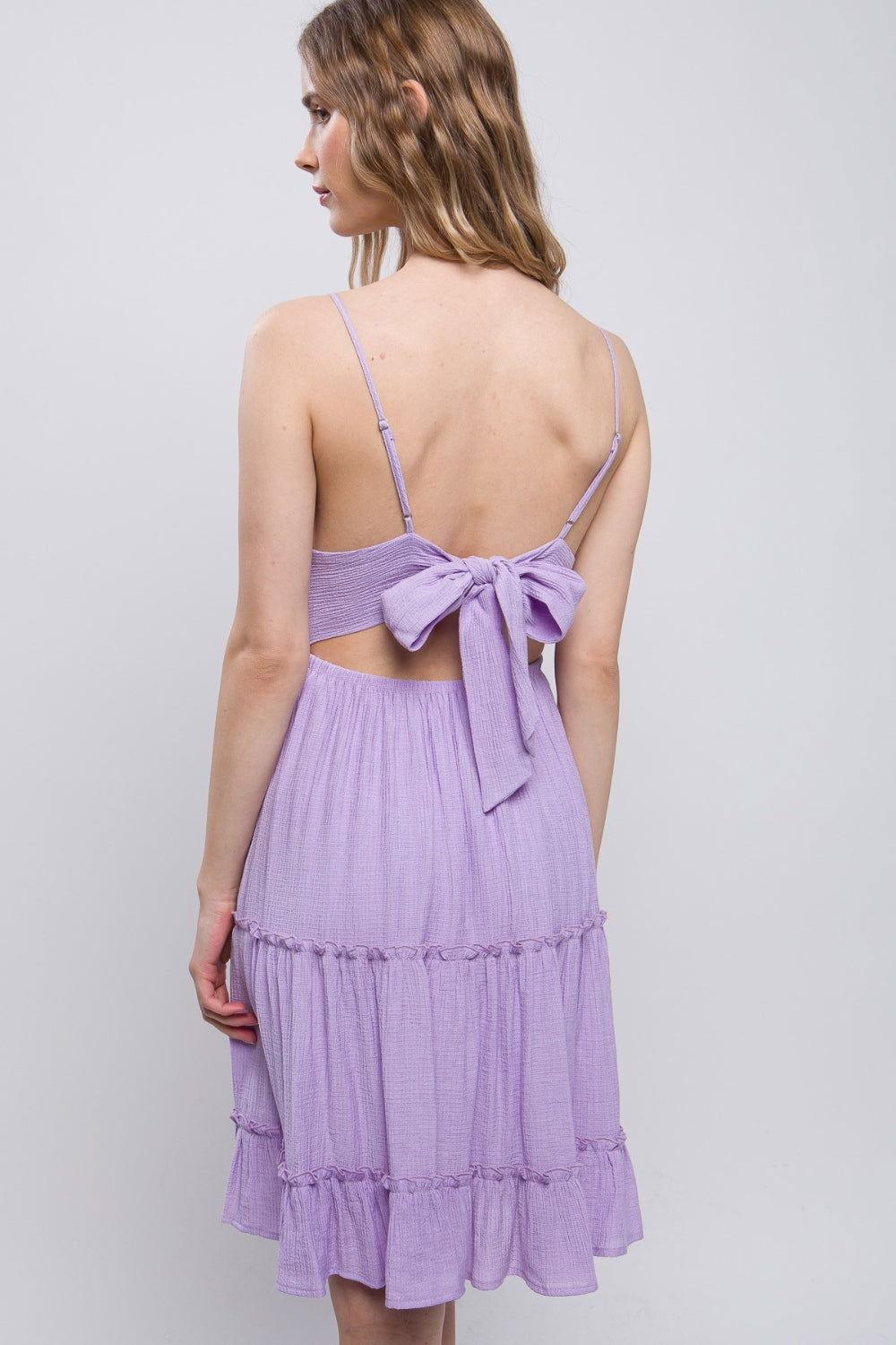 Love Tree Lace Detail Tied V-Neck Mini Cami Dress - Clothes For Her Online Store