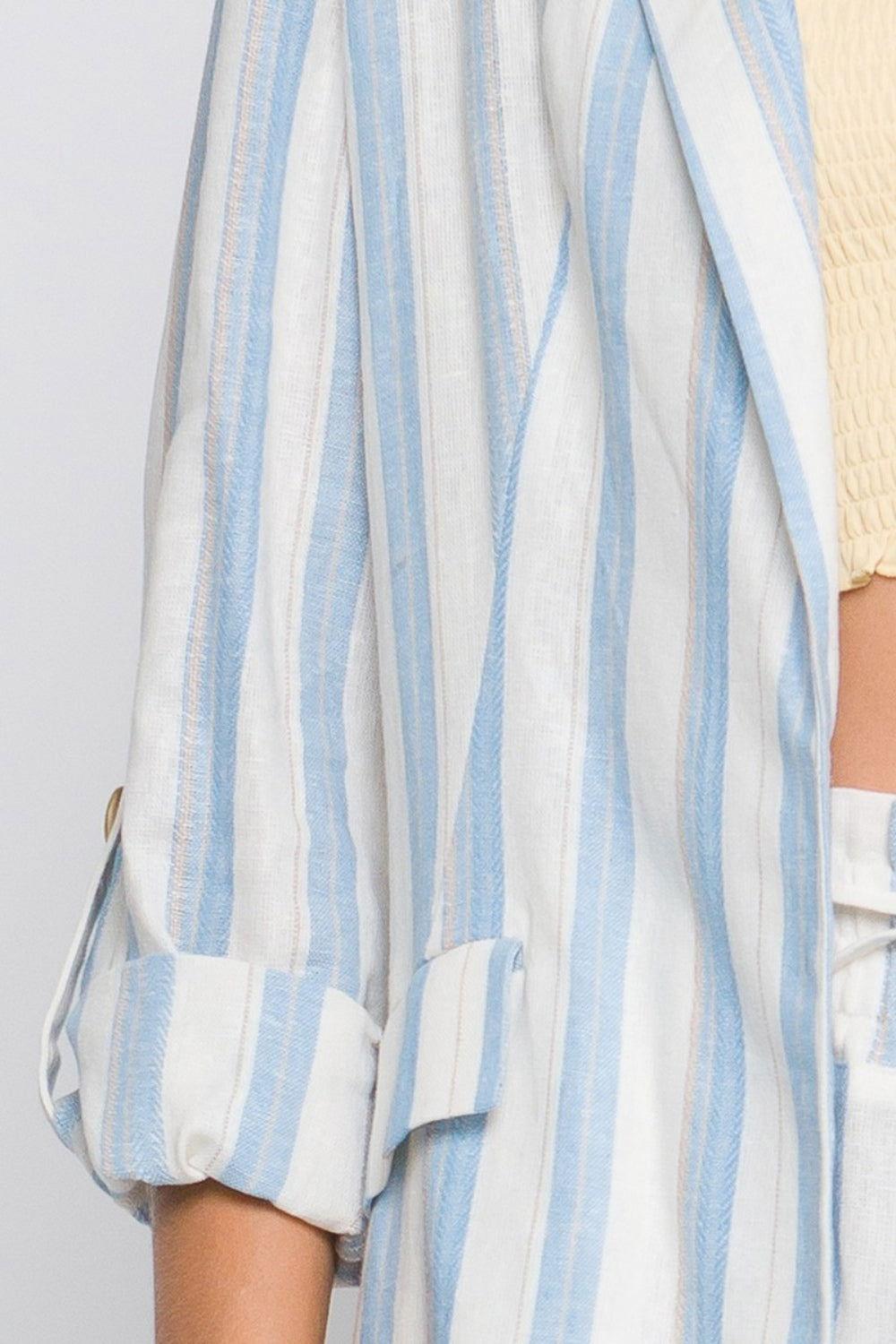 Love Tree Linen Woven Striped Blazer - Clothes For Her Online Store