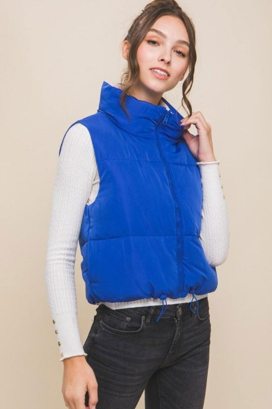 Love Tree Zip Up Cropped Contrast Reversible Vest - Clothes For Her Online Store