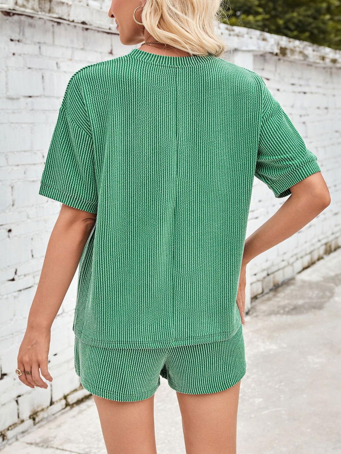 Lovelet Round Neck Half Sleeve Top and Drawstring Shorts Set - Clothes For Her Online Store