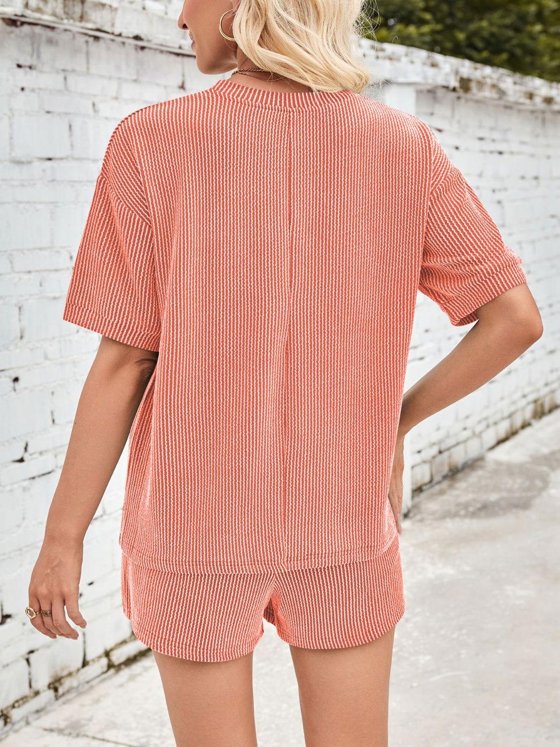 Lovelet Round Neck Half Sleeve Top and Drawstring Shorts Set - Clothes For Her Online Store