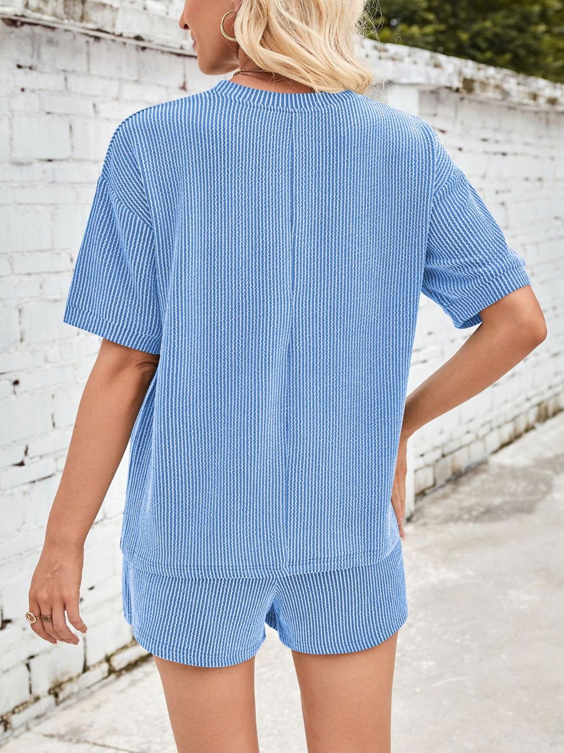 Lovelet Round Neck Half Sleeve Top and Drawstring Shorts Set - Clothes For Her Online Store