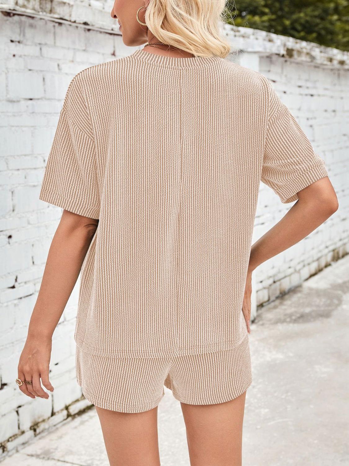 Lovelet Round Neck Half Sleeve Top and Drawstring Shorts Set - Clothes For Her Online Store