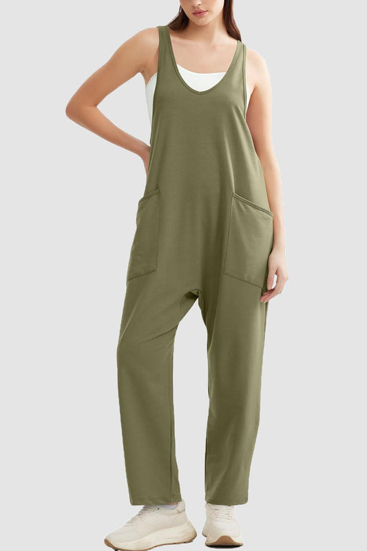 Lovelet Wide Strap Jumpsuit with Pockets - Clothes For Her Online Store
