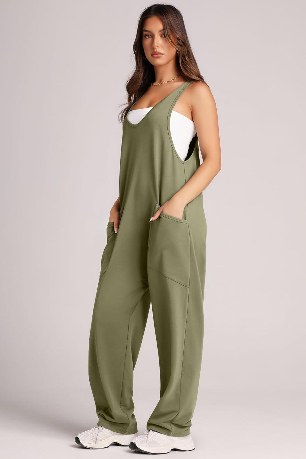 Lovelet Wide Strap Jumpsuit with Pockets - Clothes For Her Online Store