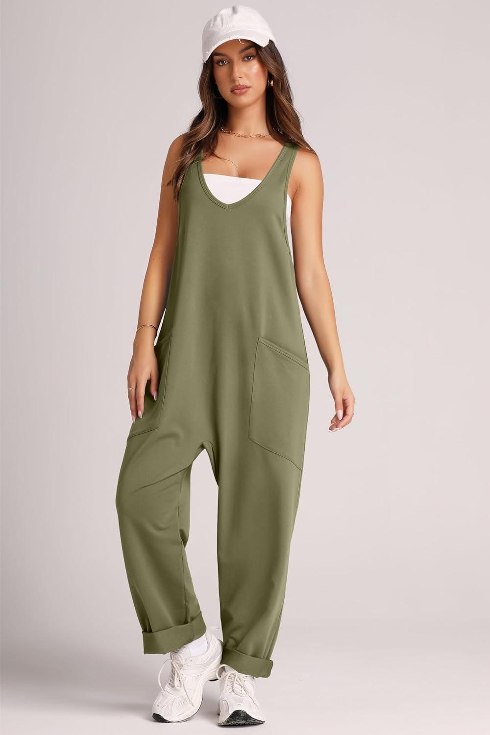 Lovelet Wide Strap Jumpsuit with Pockets - Clothes For Her Online Store