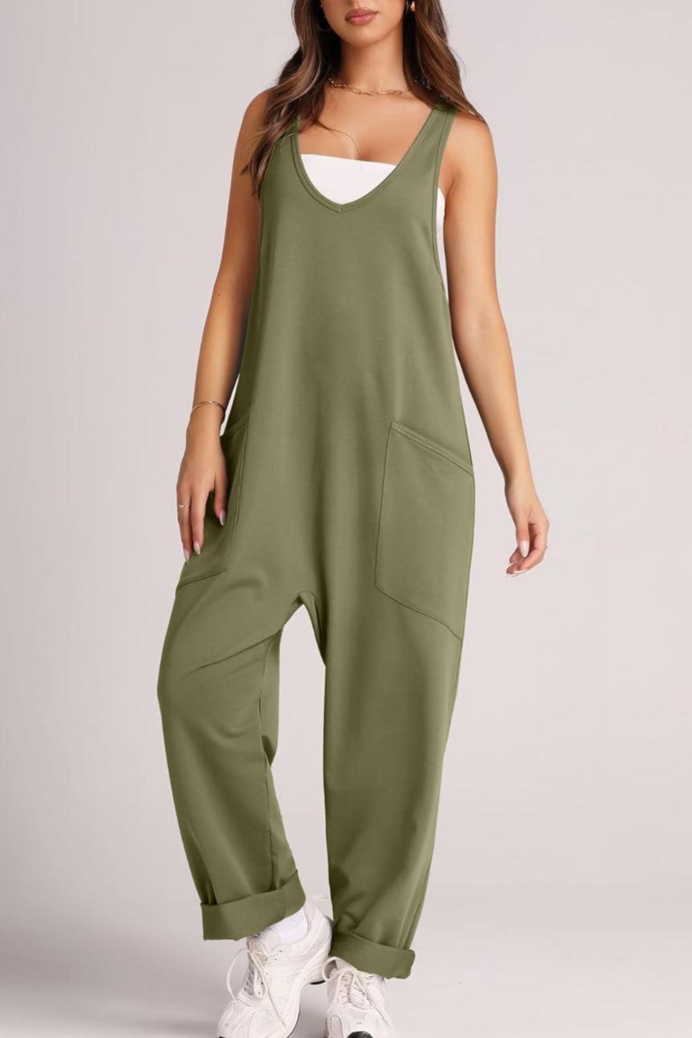 Lovelet Wide Strap Jumpsuit with Pockets - Clothes For Her Online Store