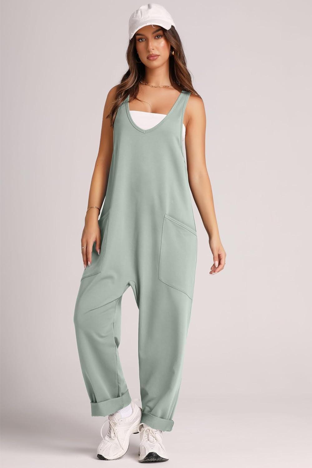 Lovelet Wide Strap Jumpsuit with Pockets - Clothes For Her Online Store