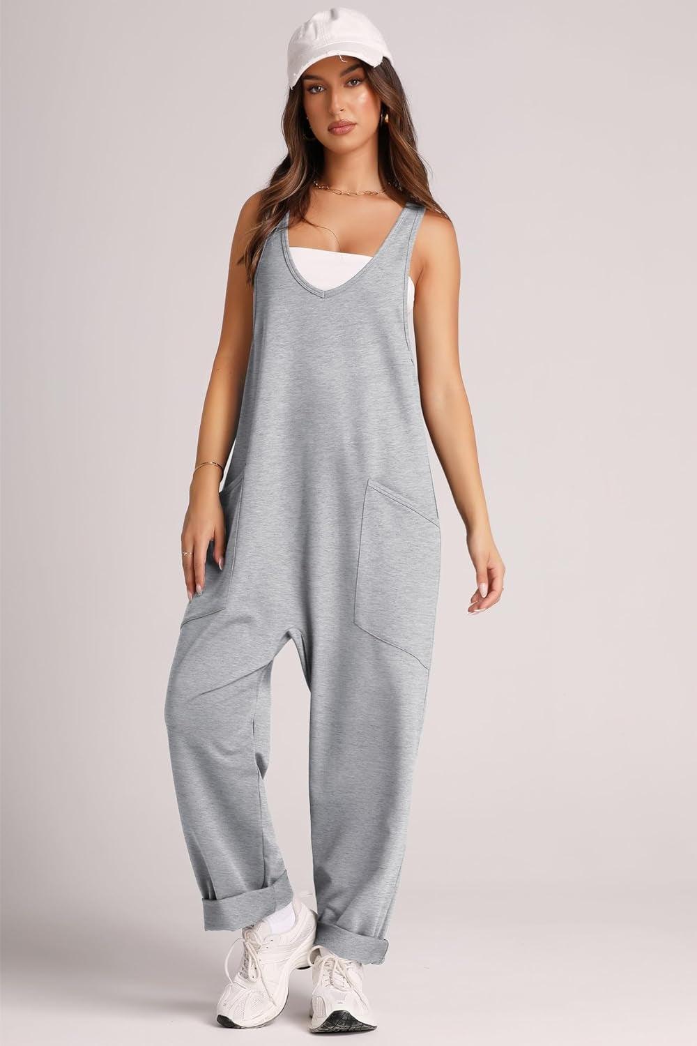 Lovelet Wide Strap Jumpsuit with Pockets - Clothes For Her Online Store