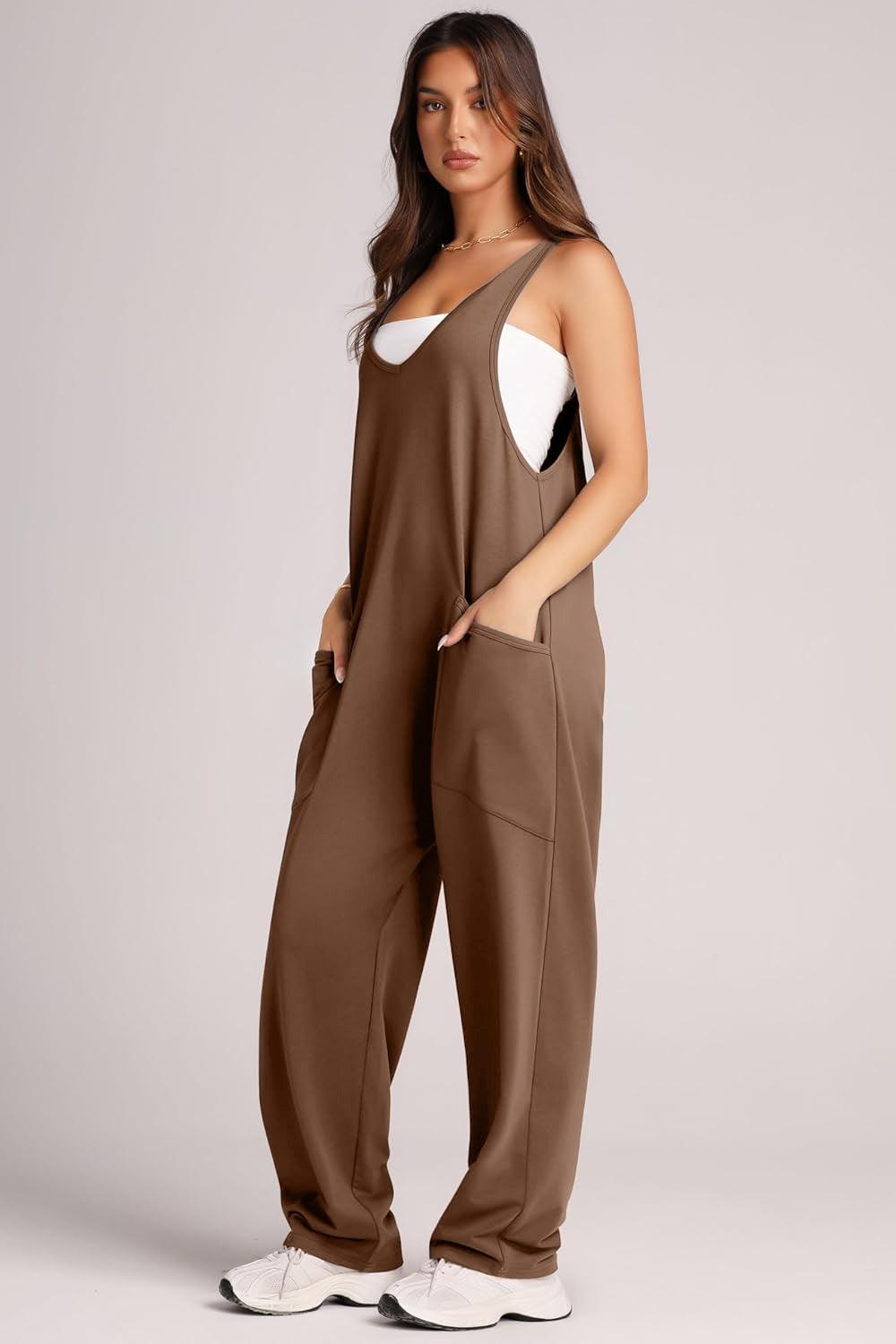 Lovelet Wide Strap Jumpsuit with Pockets - Clothes For Her Online Store