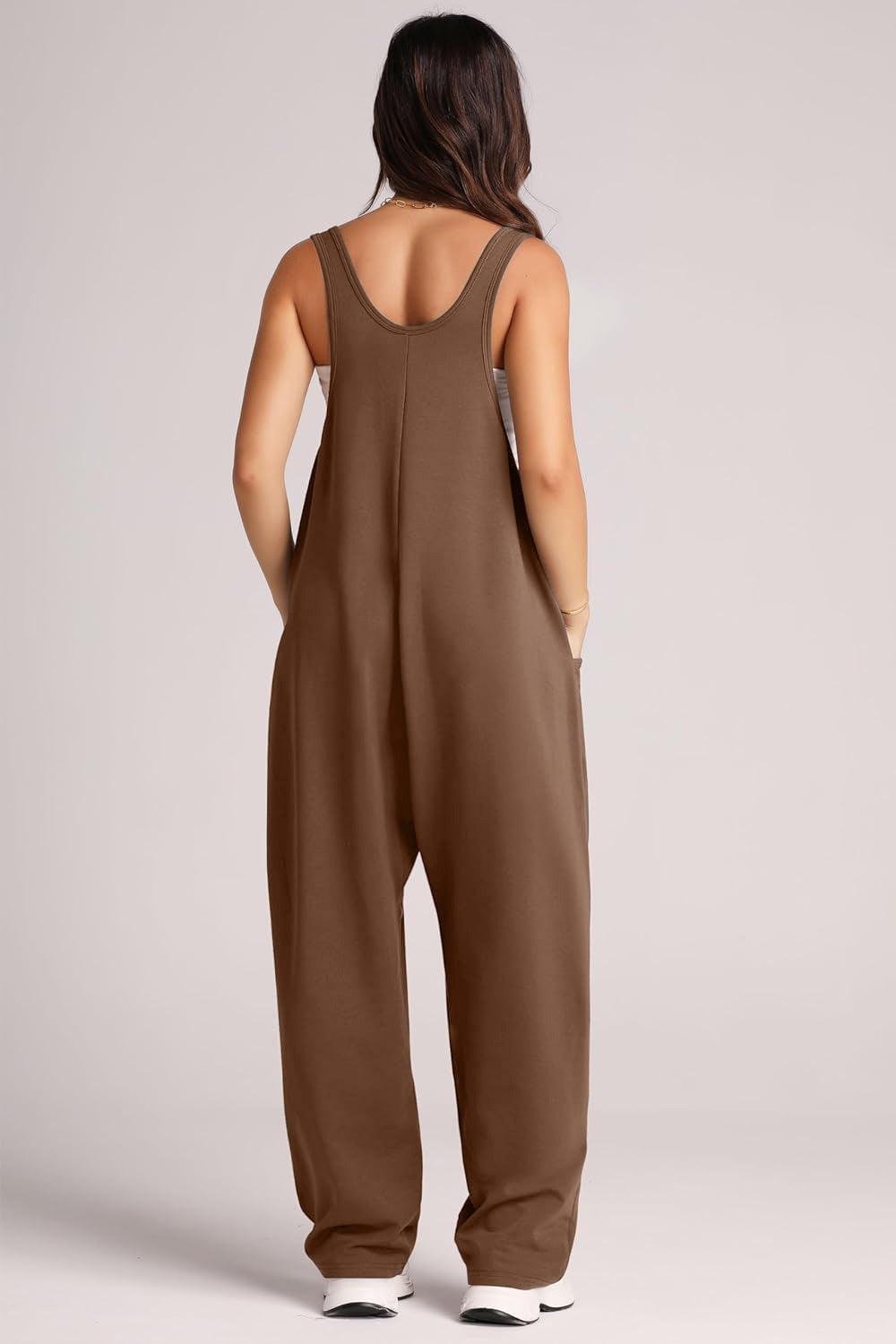 Lovelet Wide Strap Jumpsuit with Pockets - Clothes For Her Online Store