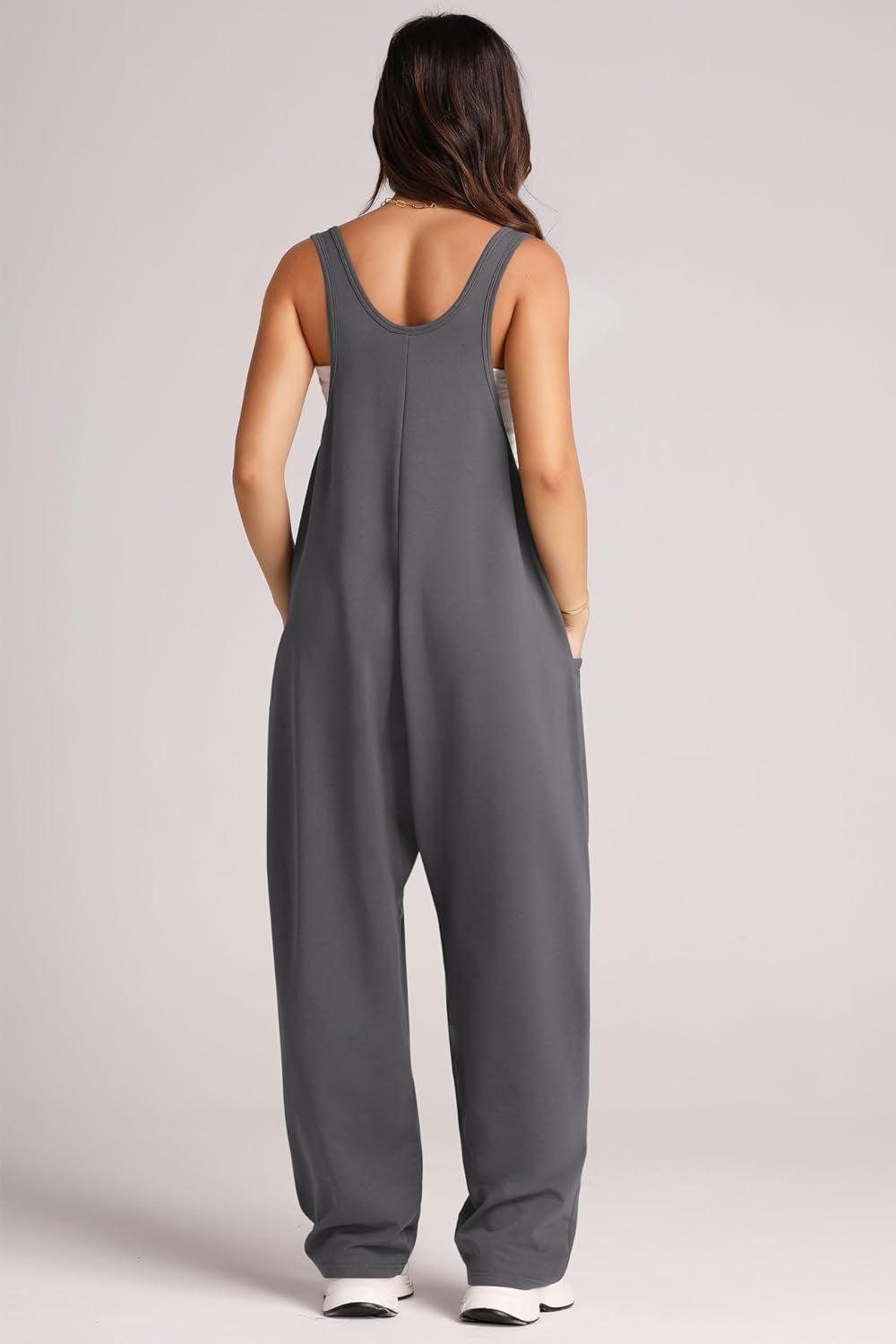 Lovelet Wide Strap Jumpsuit with Pockets - Clothes For Her Online Store