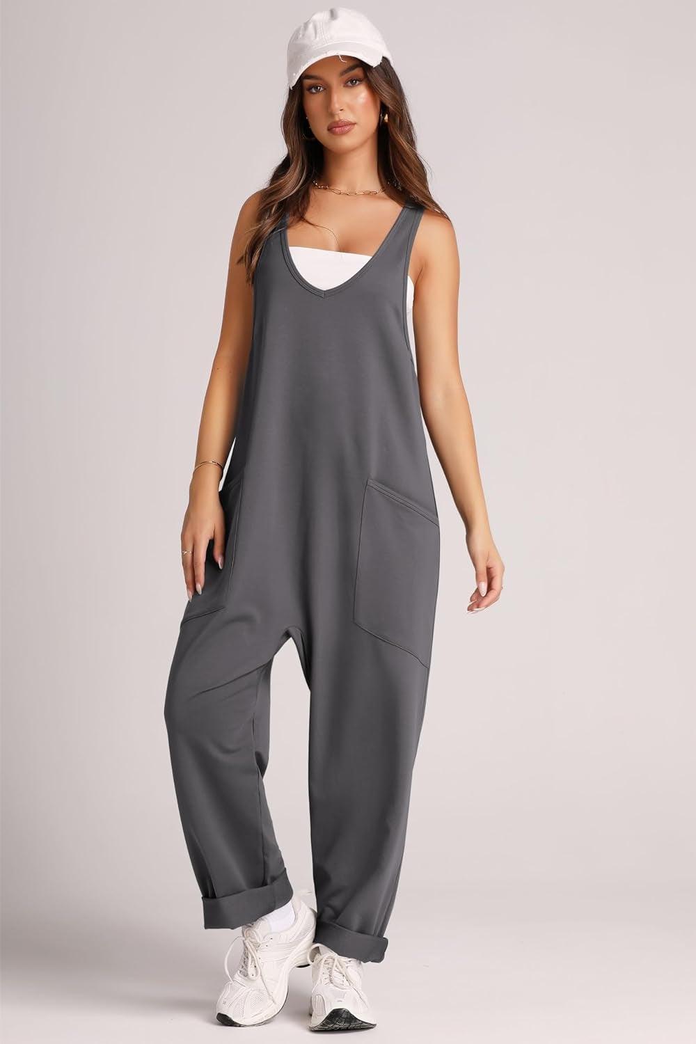 Lovelet Wide Strap Jumpsuit with Pockets - Clothes For Her Online Store