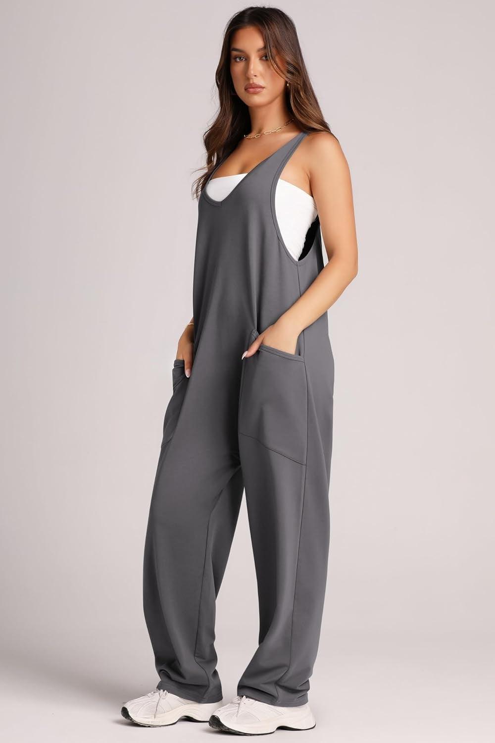 Lovelet Wide Strap Jumpsuit with Pockets - Clothes For Her Online Store