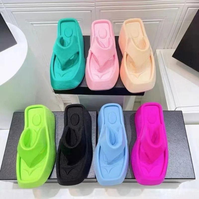 Luxury Platform Square Toe Slippers - Clothes For Her Online Store