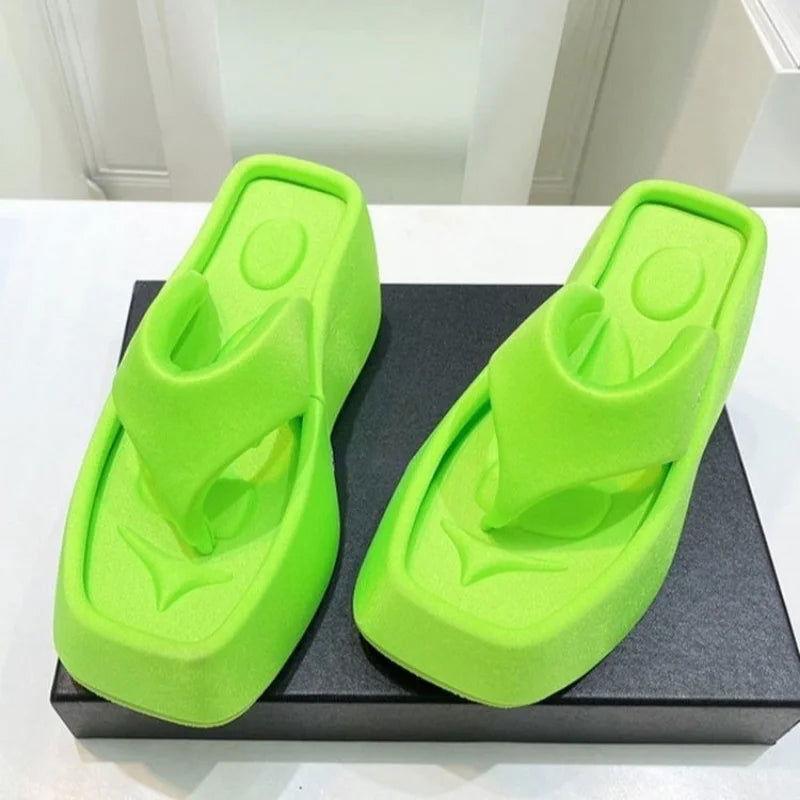 Luxury Platform Square Toe Slippers - Clothes For Her Online Store