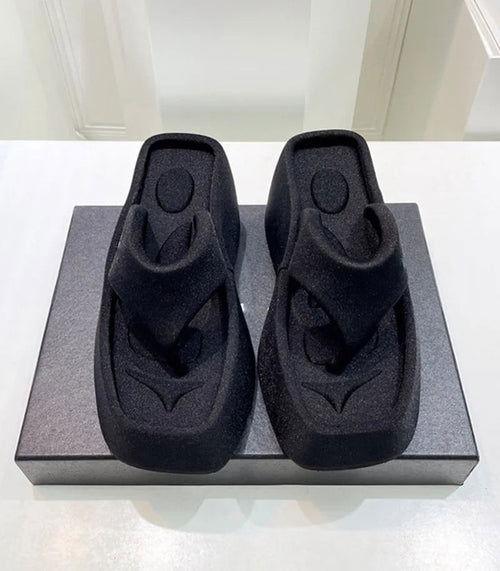Luxury Platform Square Toe Slippers - Clothes For Her Online Store