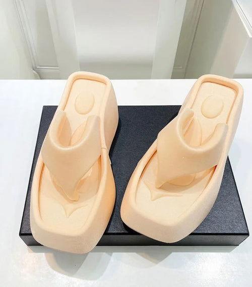 Luxury Platform Square Toe Slippers - Clothes For Her Online Store