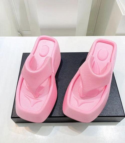 Luxury Platform Square Toe Slippers - Clothes For Her Online Store