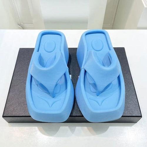 Luxury Platform Square Toe Slippers - Clothes For Her Online Store
