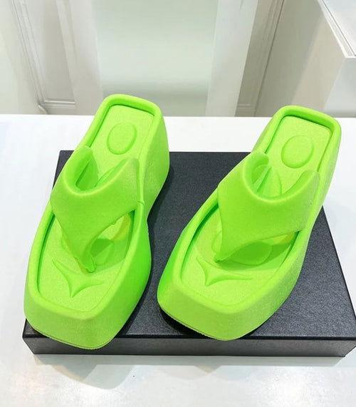 Luxury Platform Square Toe Slippers - Clothes For Her Online Store