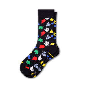 Leaves Pattern Cotton Crew Socks