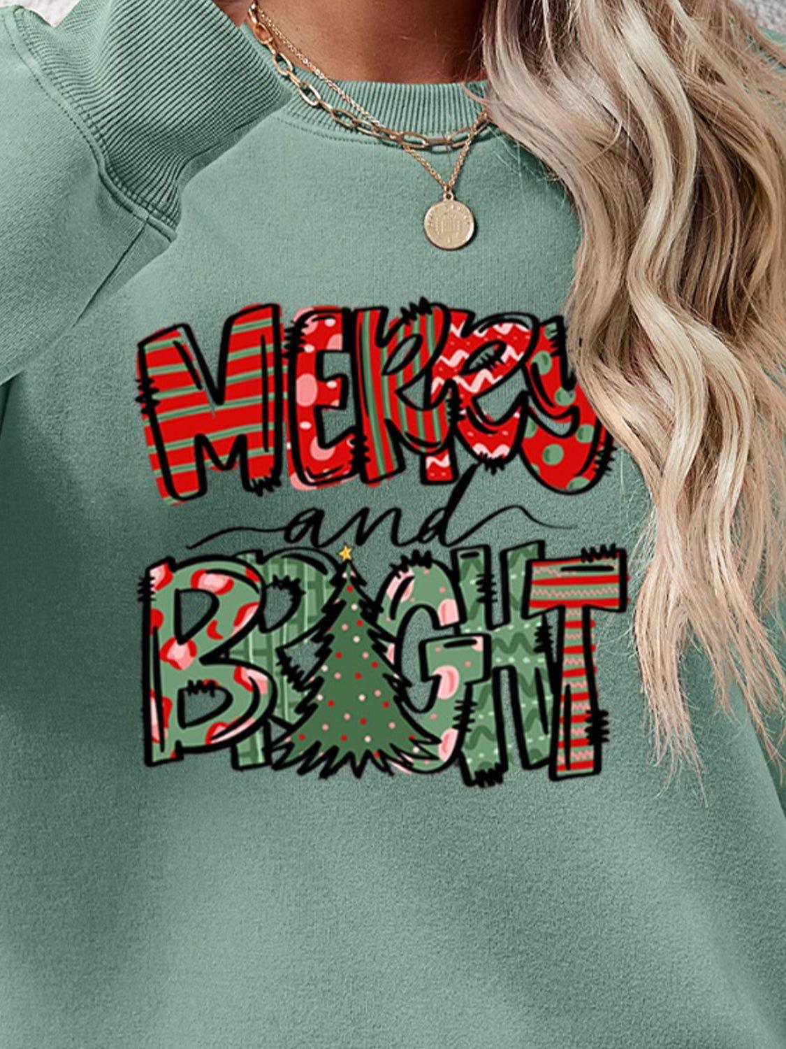 MERRY AND BRIGHT Long Sleeve Sweatshirt - Clothes For Her Online Store