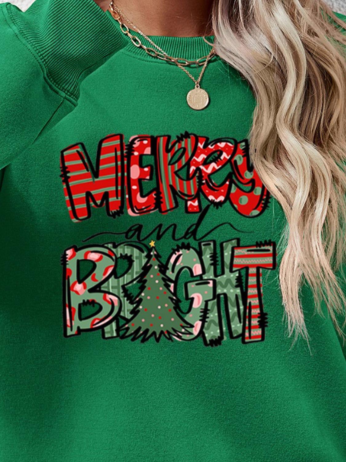 MERRY AND BRIGHT Long Sleeve Sweatshirt - Clothes For Her Online Store