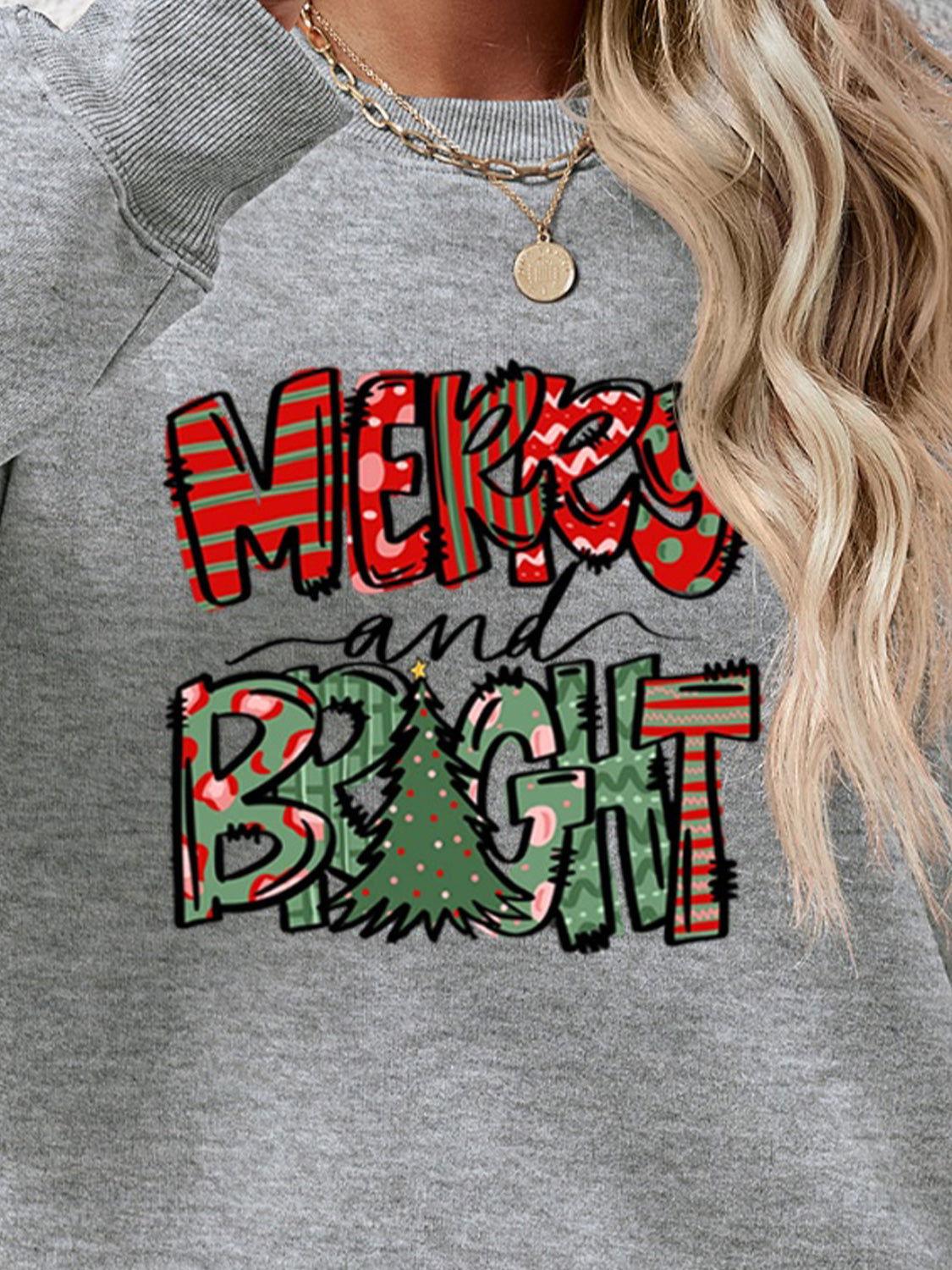 MERRY AND BRIGHT Long Sleeve Sweatshirt - Clothes For Her Online Store