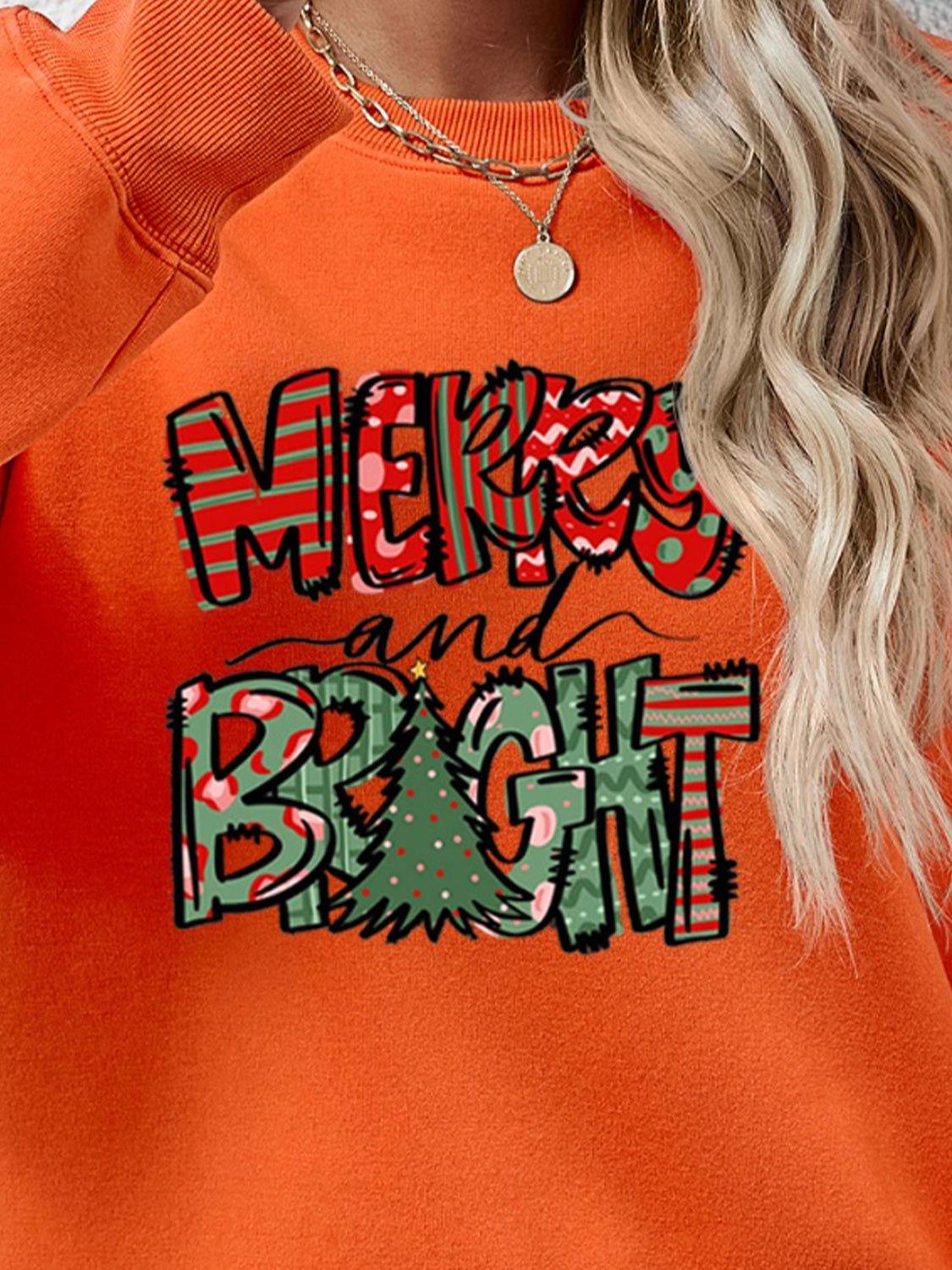 MERRY AND BRIGHT Long Sleeve Sweatshirt - Clothes For Her Online Store