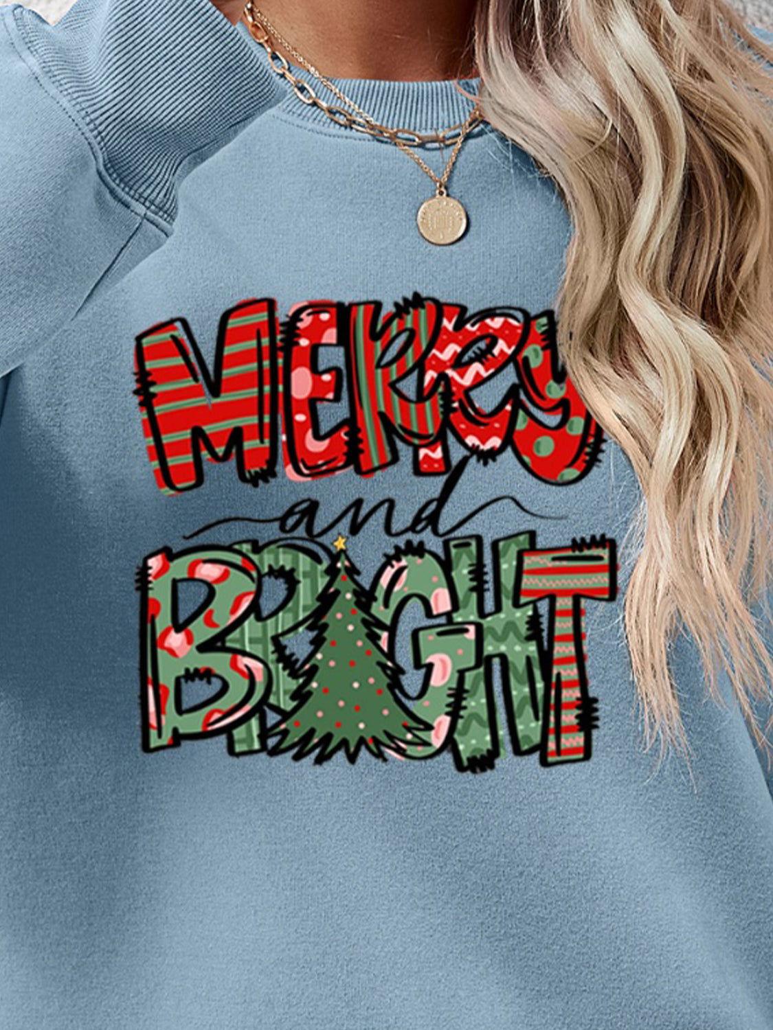 MERRY AND BRIGHT Long Sleeve Sweatshirt - Clothes For Her Online Store