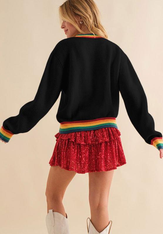 MERRY & BRIGHT Ribbed Round Neck Sweater - Clothes For Her Online Store