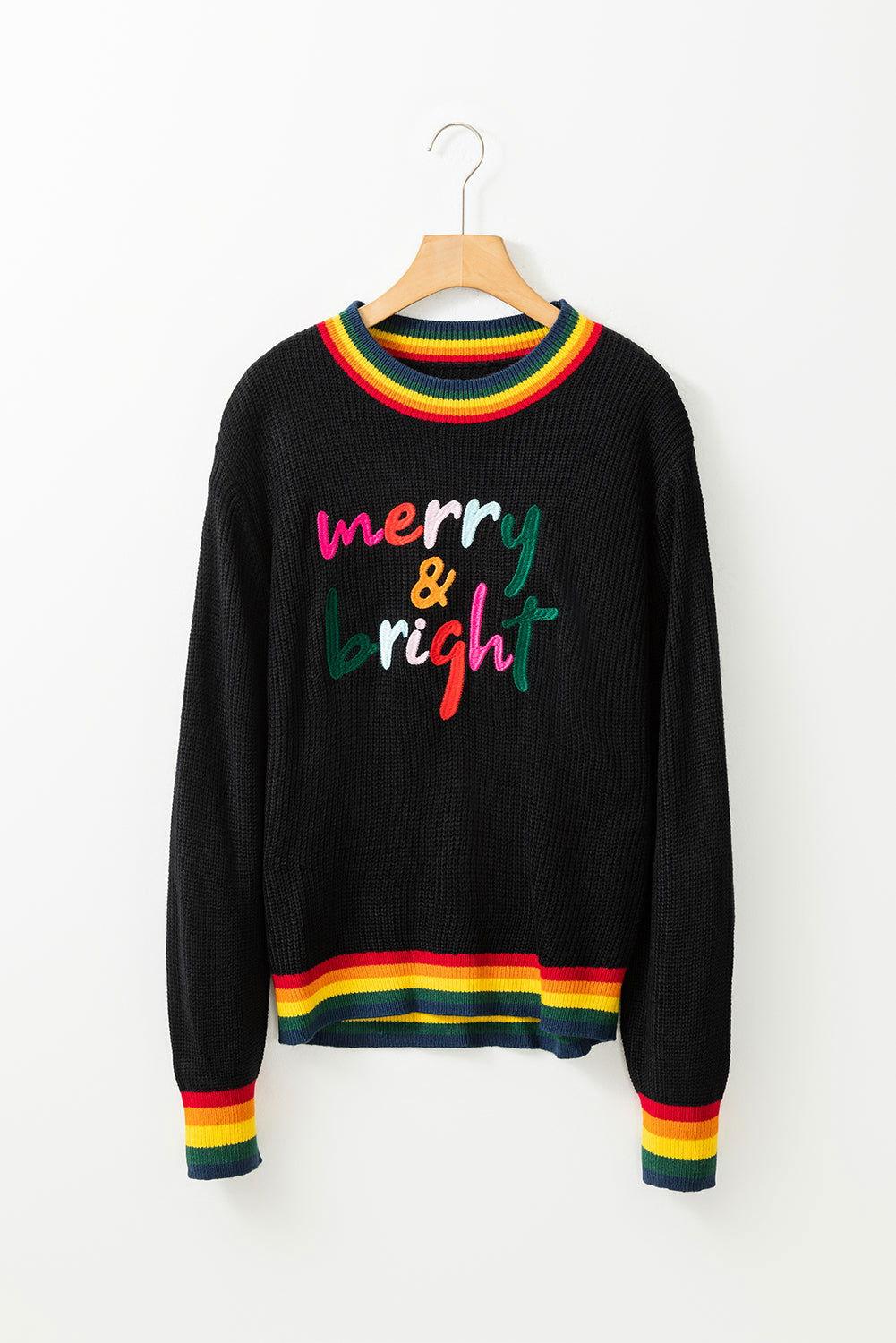 MERRY & BRIGHT Ribbed Round Neck Sweater - Clothes For Her Online Store