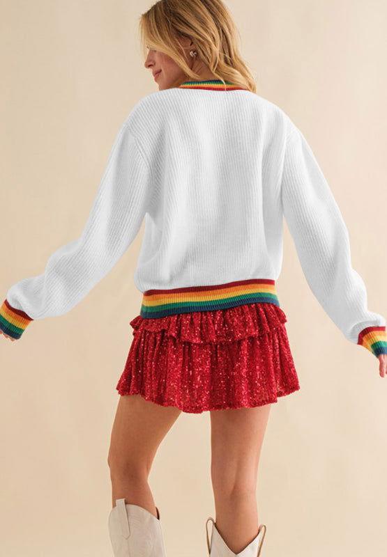 MERRY & BRIGHT Ribbed Round Neck Sweater - Clothes For Her Online Store