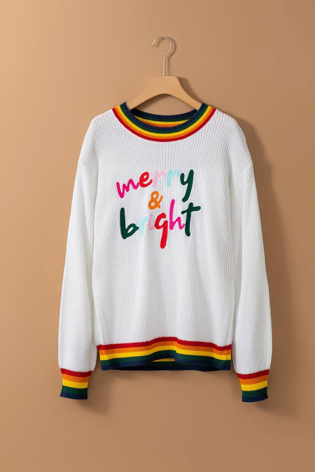 MERRY & BRIGHT Ribbed Round Neck Sweater - Clothes For Her Online Store